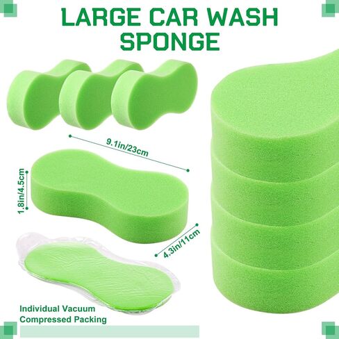 Vesici 24 Pack Large Sponges Bulk Multi-Purpose Extra Large Sponge for Washing Cars Field Day Water Games Household Cleaning Car Boat Bike Kitchen Bathroom Vacuum Compressed Packing (Bright Yellow) in Saudi Arabia
