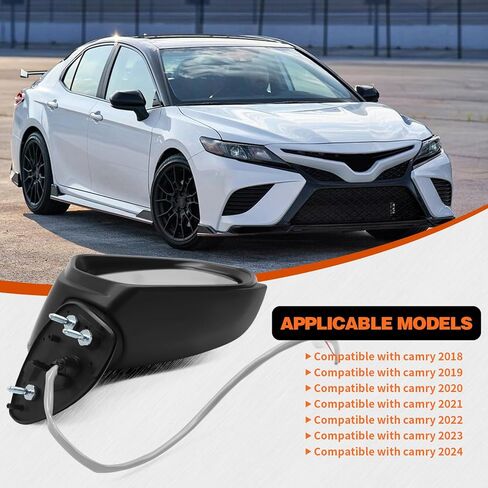 Left Driver Side Mirror Assembly Compatible with Camry 2018-2024 Side Door Mirror with Power Glass and Manual Folding Replaces 8794006800 TO1320366 Rearview Mirror (3pins Black) in Kuwait