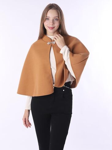 Baoqiya Wool Blend Capelet Capes Capes مقنعين بونتشو الزفاف سرق كيب شال للنساء in Kuwait