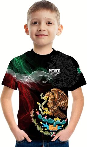 FAYBA Boys Aztec Mexican Shirts Boys Short Sleeves Mexico Shirt Mexico Jersey for Children's Tops in Kuwait