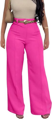 LAJIOJIO Wide Leg Dress Pants for Women Dressy Business Casual High Waisted Straight Leg Work Office Trousers Slacks in Saudi Arabia