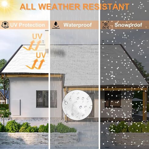 Tarp Waterproof 10x12 Ft Heavy Duty Tarp Thicker 14 Mil Large Tarps with Grommets and Reinforced Edges, UV Resistant Tear&Fade Resistant Plastic Tarp for Outdoor Camping Roof Pool Tent, White in Saudi Arabia