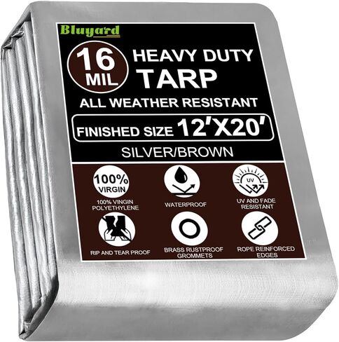 Tarp Waterproof 10x12 Ft Heavy Duty Tarp Thicker 14 Mil Large Tarps with Grommets and Reinforced Edges, UV Resistant Tear&Fade Resistant Plastic Tarp for Outdoor Camping Roof Pool Tent, White in Saudi Arabia