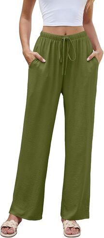 نساء عالي الخصر سراويل غير رسمية مرنة الساق الساق الصيفية شاطئ الشاطئ سراويل القصر مع جيوب مريحة خفيفة الوزن in Kuwait