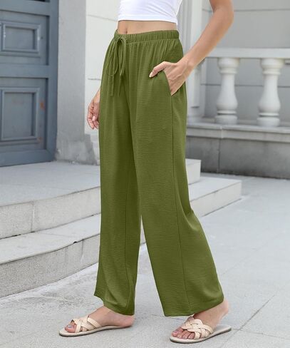 نساء عالي الخصر سراويل غير رسمية مرنة الساق الساق الصيفية شاطئ الشاطئ سراويل القصر مع جيوب مريحة خفيفة الوزن in Kuwait