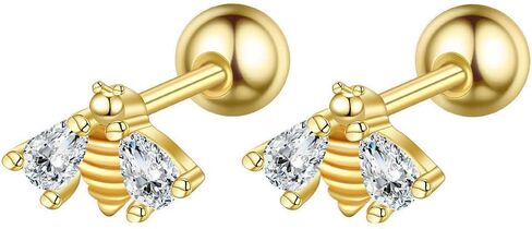 16G Stainless Steel Small Bee Stud Earrings for Women Cute CZ Bumblebee Cartilage Studs Earring Conch Helix Rook Daith Piercing Jewelry in Saudi Arabia