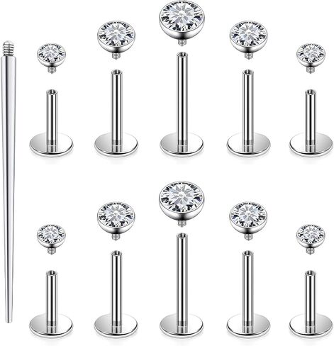 Cisyozi G23 Titanium 20G 18G 16G Fat Back Nose Rings Studs Internally Threaded Lip Labret Medusa Rings Studs Cartilage Tragus Helix Conch Earrings Piercing Jewelry for Women Men 6mm 8mm 10mm Bars in Kuwait