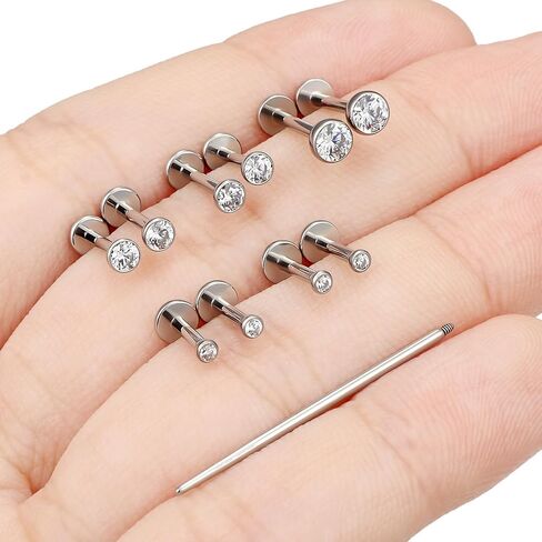 Cisyozi G23 Titanium 20G 18G 16G Fat Back Nose Rings Studs Internally Threaded Lip Labret Medusa Rings Studs Cartilage Tragus Helix Conch Earrings Piercing Jewelry for Women Men 6mm 8mm 10mm Bars in Kuwait