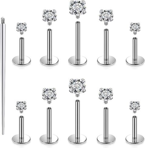 Cisyozi G23 Titanium 20g 18g 16g الدهون الخلفية حلقات الأنف ترصيع داخلي Lip Lip Labret Medusa Rings Studs Cratilage Tragus Helix Conch Arrings Jewelry for Women 6mm 8mm 10mm bars in Kuwait