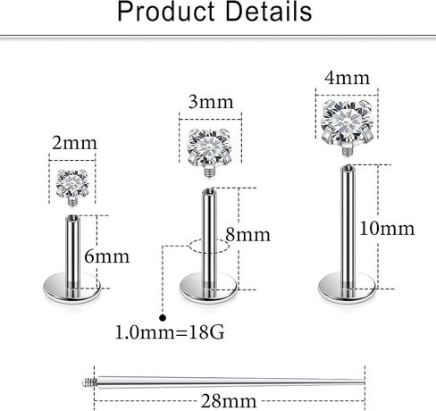 Cisyozi G23 Titanium 20g 18g 16g الدهون الخلفية حلقات الأنف ترصيع داخلي Lip Lip Labret Medusa Rings Studs Cratilage Tragus Helix Conch Arrings Jewelry for Women 6mm 8mm 10mm bars in Kuwait