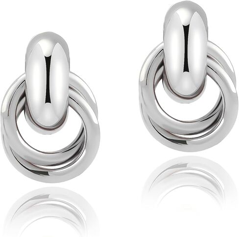 Chunky Gold Silver Earrings for Women Knot Knocker Paperclip Link 14K Plated Dangle Drop Studs Simple Dainty Earring Everyday Wear Hypoallergenic Lightweight Statement Jewelry Trendy Cute Gifts in Saudi Arabia