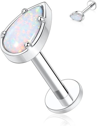 GAGABODY G23 Titanium Labret Studs 16G Tragus Earring Helix Stud Internally Threaded Labret Water Drop Opal Cartilage Monroe Piercing Lip Studs Tragus Piercing in Saudi Arabia