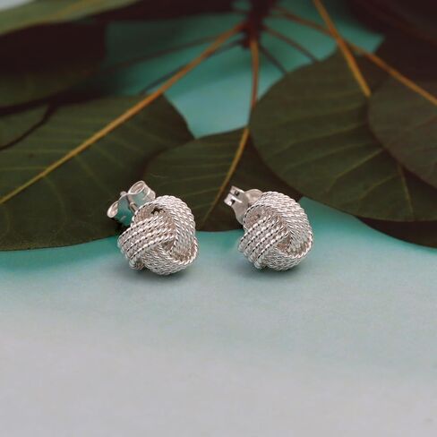 LeCalla Sterling Silver Love Knot Stud Earrings - Lightweight Italian Design Twisted Earrings for Women in Saudi Arabia