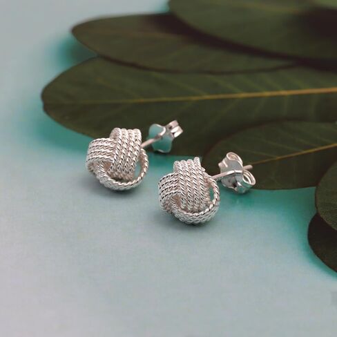 LeCalla Sterling Silver Love Knot Stud Earrings - Lightweight Italian Design Twisted Earrings for Women in Saudi Arabia