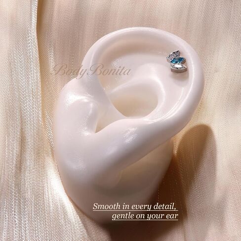 BodyBonita G23 Titanium Flat Back Stud Earrings Piercings - Hypoallergenic 16G Tragus Piercing Jewelry Helix Medusa Monroe Labret Lip Conch Earring 8mm in Saudi Arabia