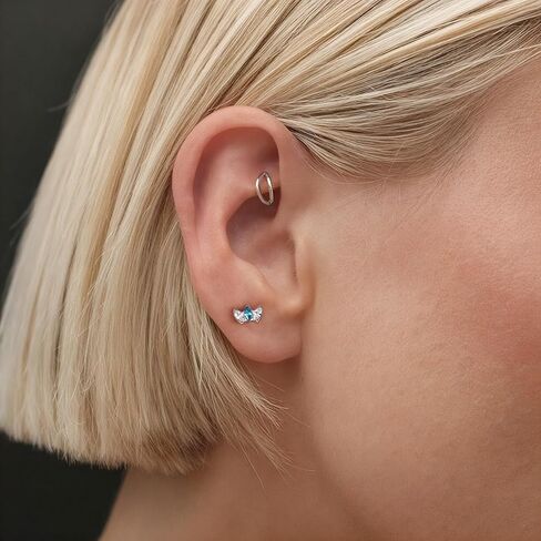 BodyBonita G23 Titanium Flat Back Stud Earrings Piercings - Hypoallergenic 16G Tragus Piercing Jewelry Helix Medusa Monroe Labret Lip Conch Earring 8mm in Saudi Arabia