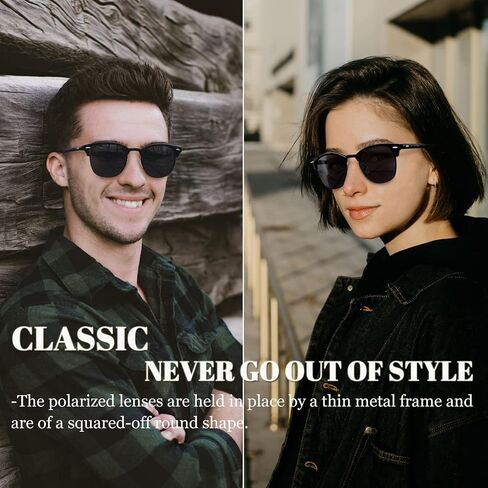 Joopin Vintage Sunglasses Half Frame Sun Glasses Polarized UV Protection Browline Shades for Women Men in Saudi Arabia