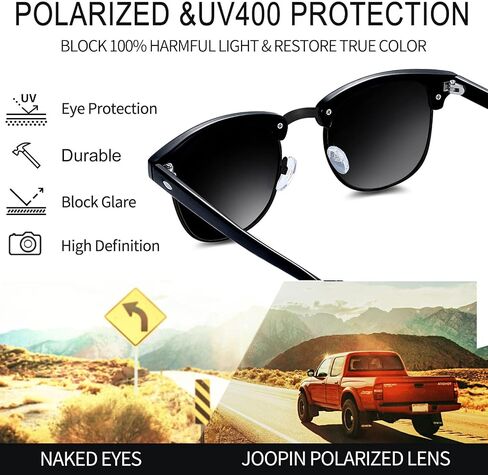 Joopin Vintage Sunglasses Half Frame Sun Glasses Polarized UV Protection Browline Shades for Women Men in Saudi Arabia