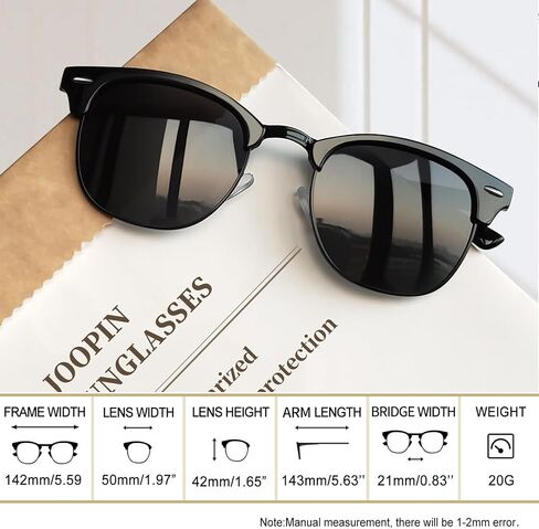 Joopin Vintage Sunglasses Half Frame Sun Glasses Polarized UV Protection Browline Shades for Women Men in Saudi Arabia
