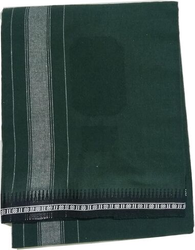 Kolakeer® Men's Cotton Color Dhoti - Kerala Style Single Dhoti Mundu with Trendy Tower Border - 4 Mulam/2.0 Mtrs in Saudi Arabia