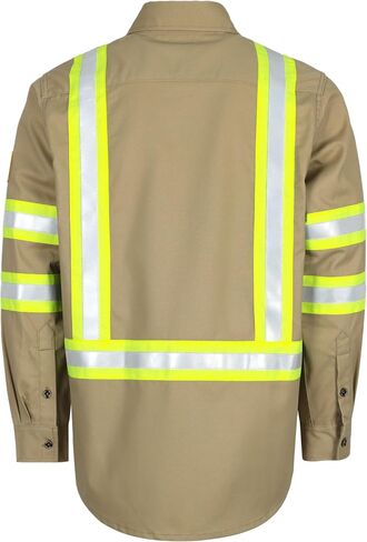 BOCOMAL FR Shirts High Visibility Button Down 7.5oz ANSI/ISEA Type O Class1 Flame Resistant Hi Vis Refective Safety Jacket in Saudi Arabia