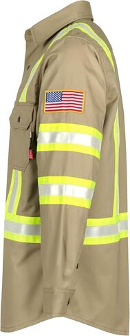 BOCOMAL FR Shirts High Visibility Button Down 7.5oz ANSI/ISEA Type O Class1 Flame Resistant Hi Vis Refective Safety Jacket in Saudi Arabia