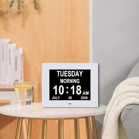 7 Inch Extra Large Non-Abbreviated Day Date & Month Digital Day Calendar Clock with Auto-Dimming 8 Alarm Reminders Dementia Clocks for Senior Elderly impaired Vision in Saudi Arabia