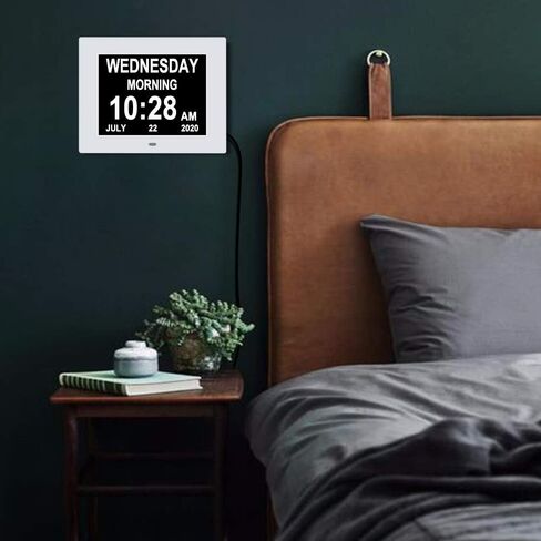 7 Inch Extra Large Non-Abbreviated Day Date & Month Digital Day Calendar Clock with Auto-Dimming 8 Alarm Reminders Dementia Clocks for Senior Elderly impaired Vision in Saudi Arabia