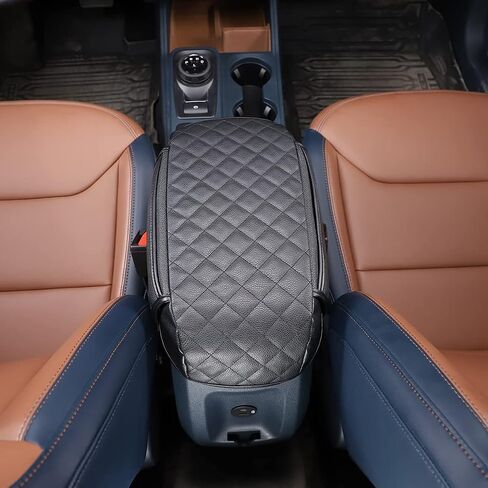 Center Console Cover Compatible with Ford Maverick 2022-2025 Center Console Armrest Seat Box Cover Cushion Lid Protector Pad Anti-Scratch Protector Cover Accessories (Leather, Black-B) in Saudi Arabia