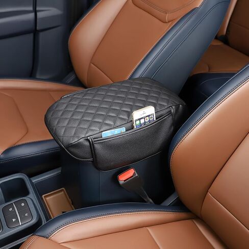 Center Console Cover Compatible with Ford Maverick 2022-2025 Center Console Armrest Seat Box Cover Cushion Lid Protector Pad Anti-Scratch Protector Cover Accessories (Leather, Black-B) in Saudi Arabia