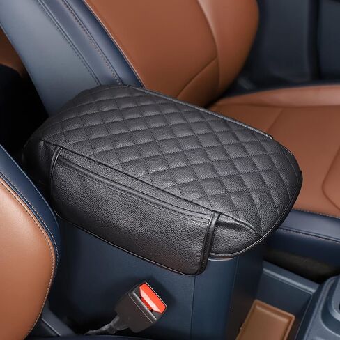 Center Console Cover Compatible with Ford Maverick 2022-2025 Center Console Armrest Seat Box Cover Cushion Lid Protector Pad Anti-Scratch Protector Cover Accessories (Leather, Black-B) in Saudi Arabia