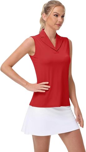 YSENTO Women's Sleeveless Golf Shirts Summer Fashion Cute Polo Tops UPF 50 Dry Fit Lapel Collar V Neck Clothes in Saudi Arabia