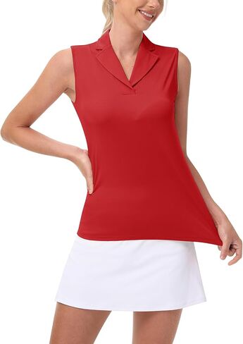 YSENTO Women's Sleeveless Golf Shirts Summer Fashion Cute Polo Tops UPF 50 Dry Fit Lapel Collar V Neck Clothes in Saudi Arabia