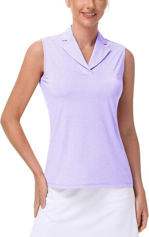 YSENTO Women's Sleeveless Golf Shirts Summer Fashion Cute Polo Tops UPF 50 Dry Fit Lapel Collar V Neck Clothes in Kuwait