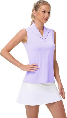 YSENTO Women's Sleeveless Golf Shirts Summer Fashion Cute Polo Tops UPF 50 Dry Fit Lapel Collar V Neck Clothes in Kuwait