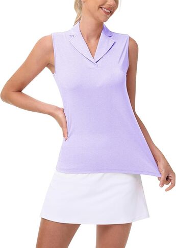YSENTO Women's Sleeveless Golf Shirts Summer Fashion Cute Polo Tops UPF 50 Dry Fit Lapel Collar V Neck Clothes in Kuwait