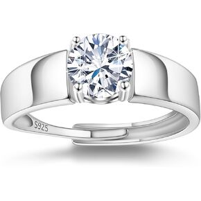 حلقات مويسانيت للرجال ، 1 قيراط 6.5 ملم زفاف مويسانيت ، حلقة وعيد عيد ميلاد الذكرى ، S925 Sterling Silver 18k مطلي بالذهب ، D Color VVS1 Lab الذي تم إنشاؤه الماس ، حلقة جولة رائعة قابلة للتعديل