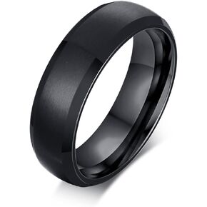 TTVOVO Mens Brushed Matte Ring Wedding Band 4MM/6MM/8MM/10MM Black/Blue/Silver Stainless Steel Rings for Men Women Wedding Engagement Bands Matte Finish Beveled Polished Edge Comfort Fit US Size 4-14