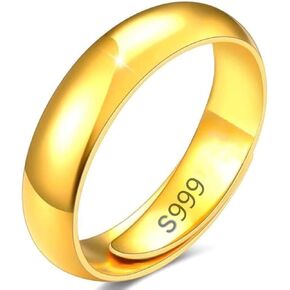 24K الأزواج الذهب الأصفر حلقات 4MM 5MM TUNGSTEN الزفاف شريط حلقة قابلة للتعديل للرجال للنساء الذهب مقببة عالية البولندية الهدايا حلقة مفتوحة الأزواج للنساء 4 مم
