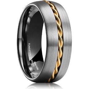 King Will 8mm Tungsten Rings Gunmetal Domed Gold Steel Line Line Line Line Surface Men Breats Promish