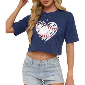 Women's Sexy Graphic Crop Tops Summer Beach Shirt for Teen Girls Casual Cute USA Cropped T Shirts Y2k