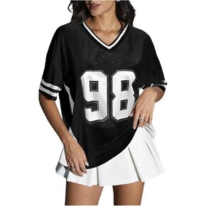 Verdusa Women's Jersey Shirts Y2k Tops Graphic Soccer Summer Oversized T Shirt Top in Kuwait