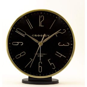 Crosley Modern Art Deco Office and Desk Alarm Clock, Gold & Black, Gold