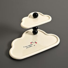 Chchmu 2-Tier Decorative Trays Double Jewelry Tray Clouds Serving Tray Tiered Tray Stand for Accessory, Dessert, Appetizers, Storage Trays, Black in Kuwait