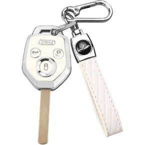 QBUC for Subaru Key Fob Cover with Keychain Soft TPU Protection Case Compatible with 2008-2019 Ascent BRZ Crosstrek Forester Impreza Legacy Outback Solterra WRX STI XV (Chrome Trim Blue)