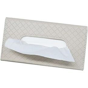 Car Tissue Holder, 2 Pack Sun Visor Napkin Holder, Premium PU Leather, Car Mask Holder for Sun Visor Vehicle, with Tissue Refill, Black&Beige