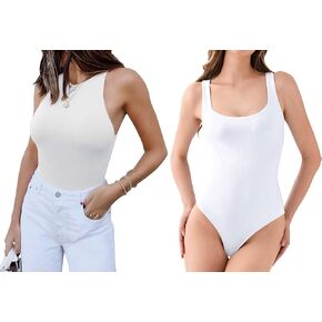 REORIA Womens Sexy High Neck And Square Neck Sleeveless Bodysuits