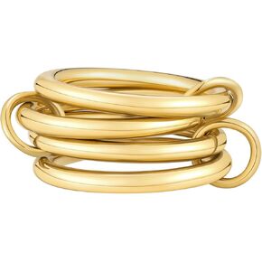 14K Gold Plated Interlocked Stackable Rings for Women, Statement Multi Ring Mixed Metals Stack, Two-Toned interlocking rings Stacking Jewelry