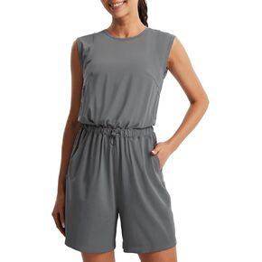 Libin Rompers for Wome Summer Casual Open Back One Piece Short Athletic Workout Jumpsuits, Not Included Inner Bra