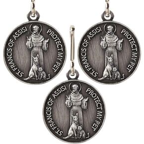 Needzo St. Francis Pet Medal, Pendant Accessory for Dog Collars, Catholic Keepsake Gifts for Animals, 1 Inches (Pack of 3)